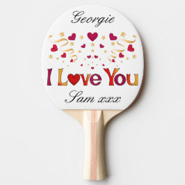 I KÄRLEK DU Red Heart Guld Ribbon Vintage Valentin Pingisracket
