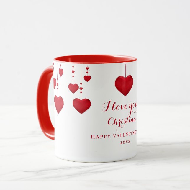 I Kärlek, du Red Hearts Personlig Valentine Day Mugg (Framsida vänster)