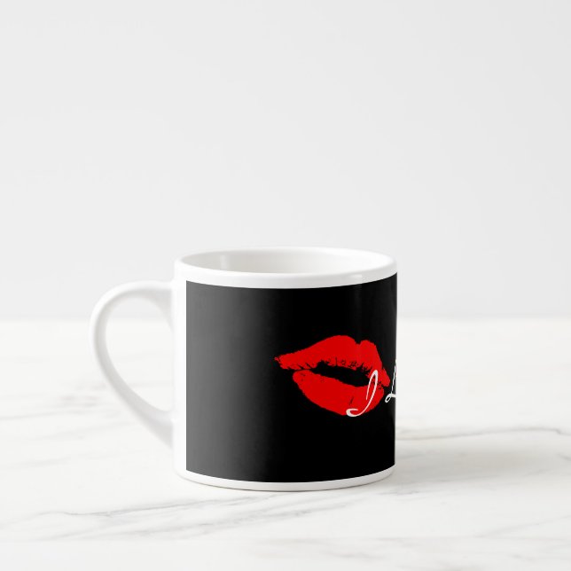 I Kärlek du Red Läppar Kiss Espresso Coffee Mugg K Espressomugg (Vänster)