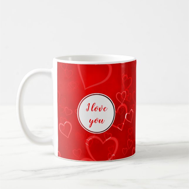 I Kärlek, du Red Valentine Day Heart Mönster Kaffemugg (Vänster)