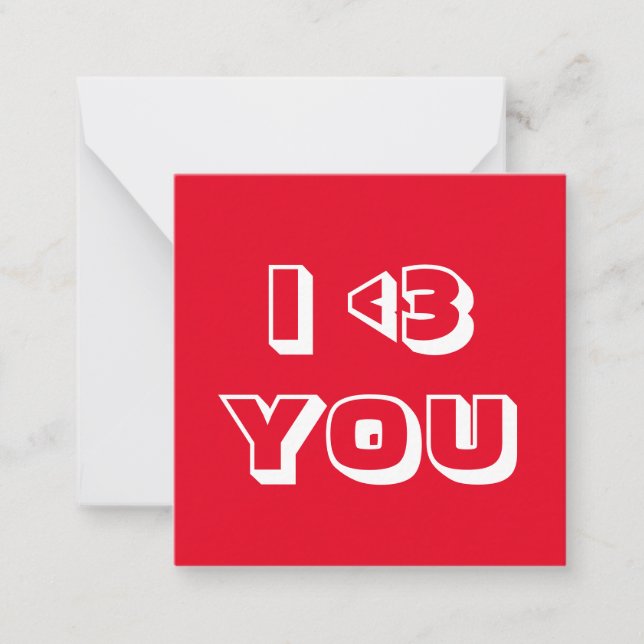 I Kärlek Du rött vitt hjärta, modern fetstil Anteckningskort (Framsida)