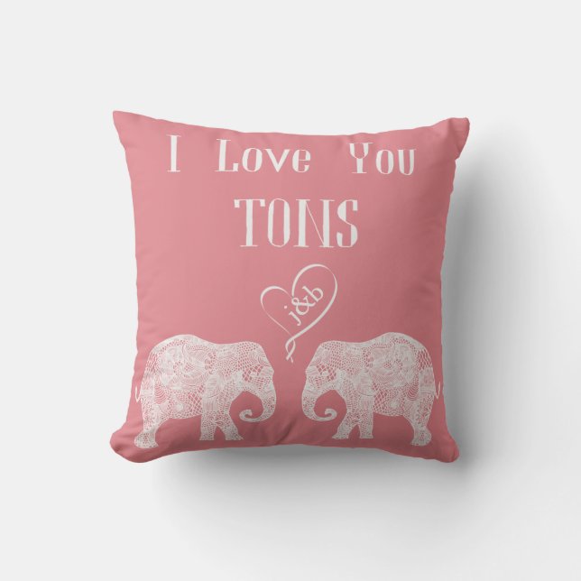 I KÄRLEK DU TONS/Elephant Art/Bröllop Personlig Kudde (Framsida)