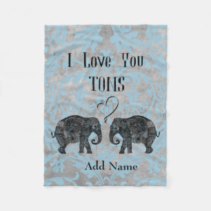 I KÄRLEK DU TONS/Elephant Art/Personlig Fleecefilt