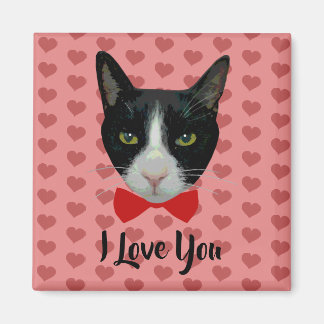 I Kärlek, du - Tuxedo Cat med Bow Tie Magnet