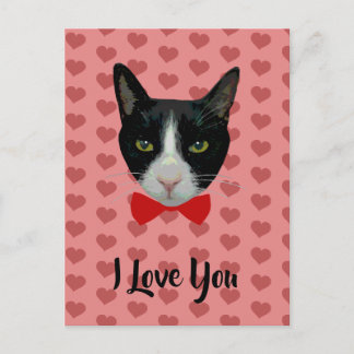 I Kärlek, du - Tuxedo Cat med Bow Tie Vykort
