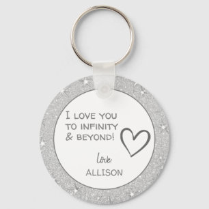 I kärlek du Valentines day Silver Glitter Anpassn Nyckelring
