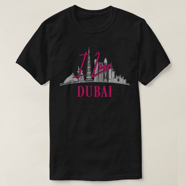 I Kärlek Dubai Förenade Arabemiraten UAE City Skyl T Shirt (Design framsida)