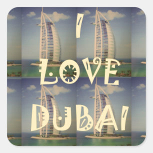 I Kärlek Dubai Fyrkantigt Klistermärke