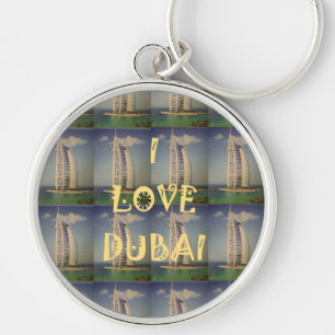 I Kärlek Dubai Rund Silverfärgad Nyckelring