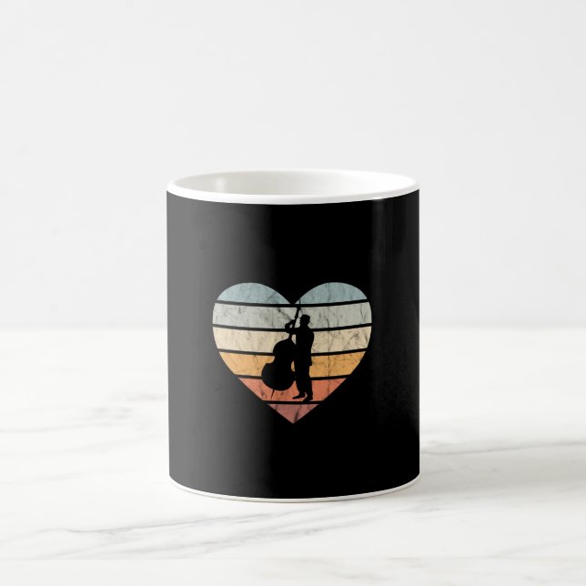 I Kärlek Dubbla Bass Retro Heart Kaffemugg (Center)