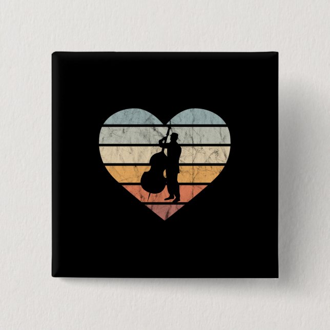 I Kärlek Dubbla Bass Retro Heart Knapp (Framsida)