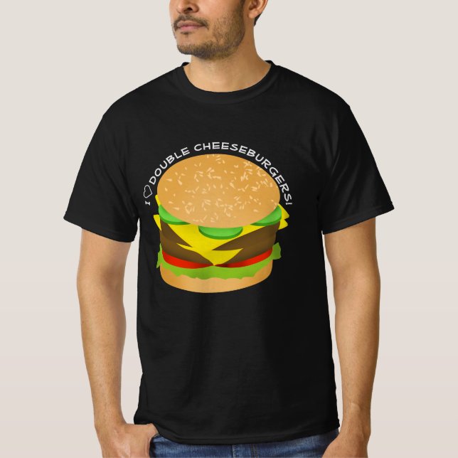 I Kärlek Dubbla Cheeseburgare T Shirt (Framsida)