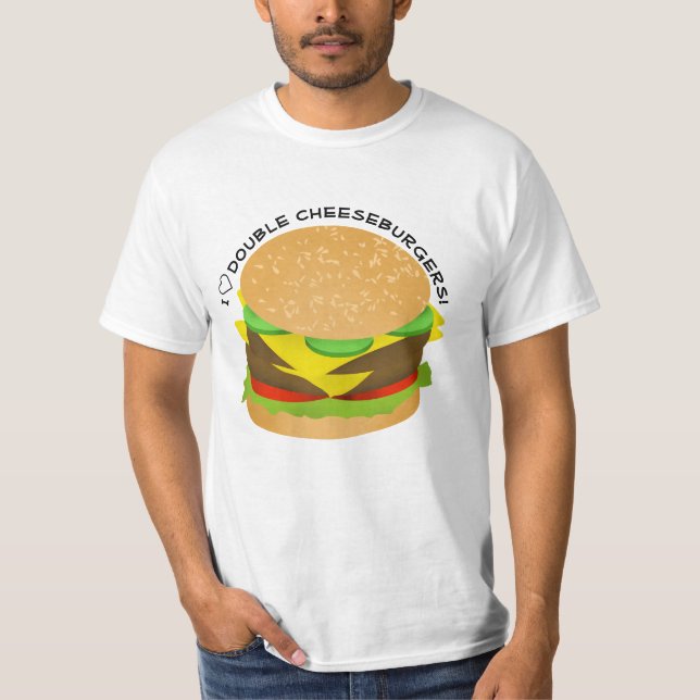 I Kärlek Dubbla Cheeseburgare T Shirt (Framsida)