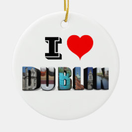 I Kärlek Dublin Ireland 3D Travel Photo Julgransprydnad Keramik
