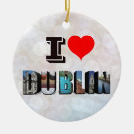 I Kärlek Dublin Ireland 3D Travel Photo Julgransprydnad Keramik