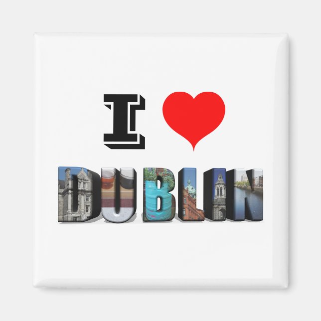 I Kärlek Dublin Ireland 3D Travel Photo Magnet (Framsidan)