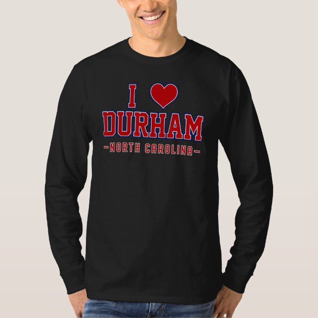 I Kärlek Durham North Carolina T Shirt (Framsida)