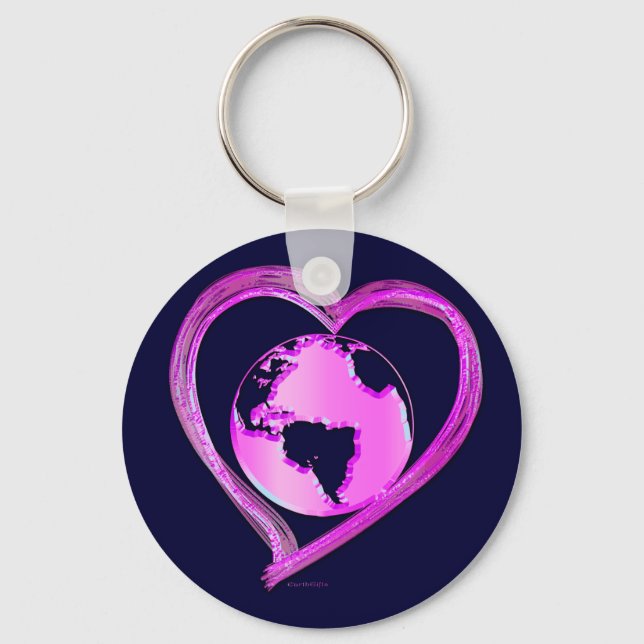 I KÄRLEK EARTH-serien (Rosa) Nyckelring (Framsida)