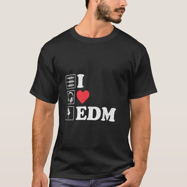I Kärlek EDM för Party och festivaler Dj Heart T Shirt (Framsida)