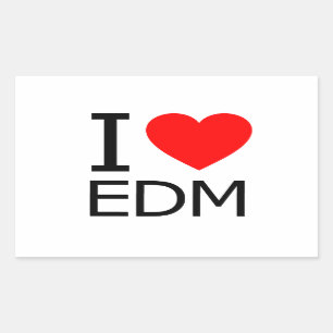 I KÄRLEK EDM REKTANGULÄRT KLISTERMÄRKE
