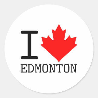 I Kärlek Edmonton, Alberta Canada Maple Löv Runt Klistermärke