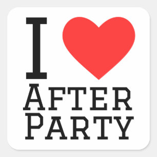 i kärlek efter party fyrkantigt klistermärke