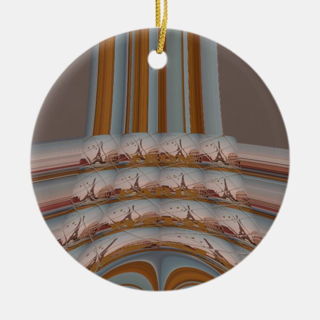 I Kärlek Eiffel Torn Paris med Kärlek blå himmel c Julgransprydnad Keramik (Framsidan)