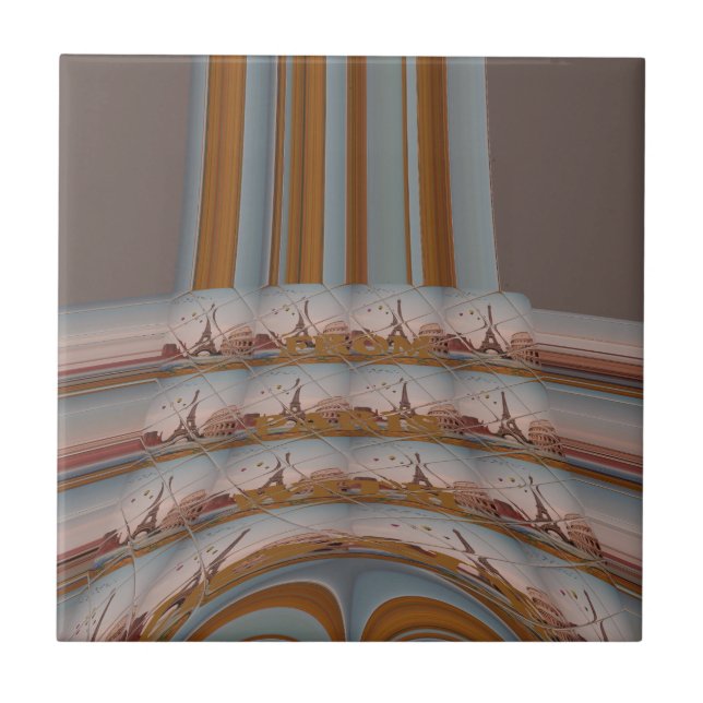 I Kärlek Eiffel Torn Paris med Kärlek blå himmel c Kakelplatta (Framsidan)