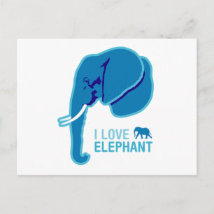 I Kärlek Elephant (Side Ansikte) Vykort