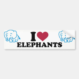 I Kärlek Elephants Bildekal