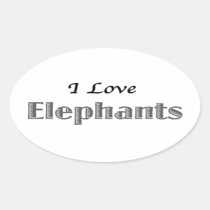 I Kärlek Elephants Ovalt Klistermärke