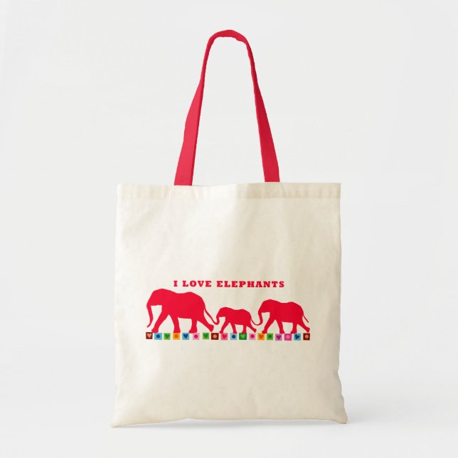 I Kärlek Elephants (Röda) Tygkasse (Framsidan)