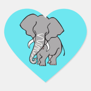I kärlek ELEPHANTS - Wildlife - Nature Hjärtformat Klistermärke