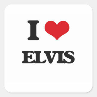 I Kärlek Elvis Fyrkantigt Klistermärke