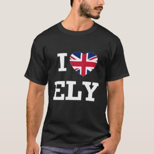 I Kärlek Ely England Union Jack Flagga Heart Engli T Shirt
