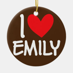 I Kärlek Emily Namn Personlig Girl Woman BFF Julgransprydnad Keramik
