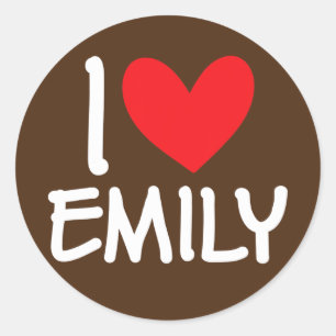 I Kärlek Emily Namn Personlig Girl Woman BFF Runt Klistermärke