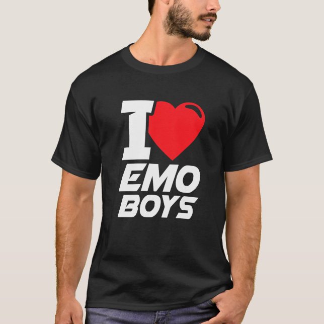 I Kärlek Emo Boys I Heart Emo Boys T Shirt (Framsida)