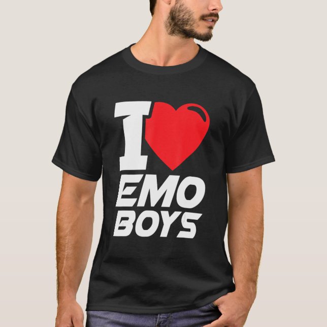 I Kärlek Emo Boys I Heart Emo Boys T Shirt (Framsida)