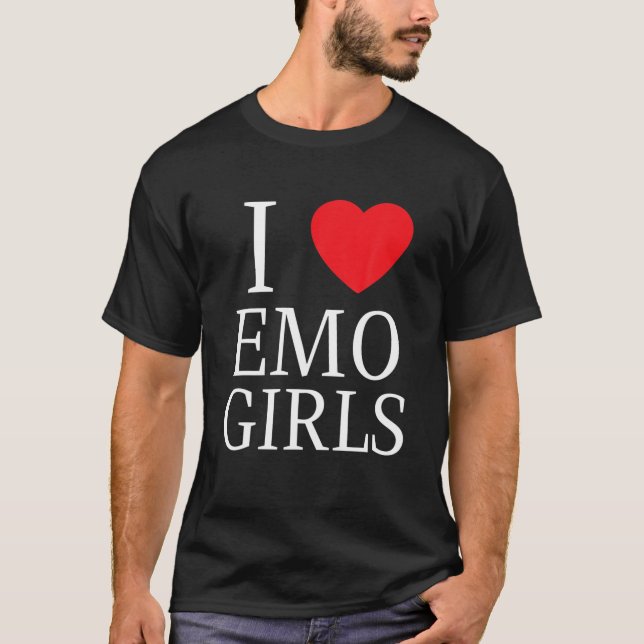 I Kärlek Emo Girls I Heart Emo Girls T Shirt (Framsida)