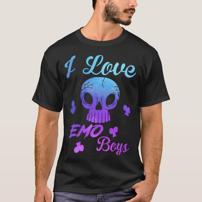 I Kärlek Emo-pojkar i Kärlek Emo-flickor Emo Goth  T Shirt (Framsida)
