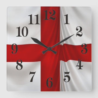 I Kärlek England Flagga of St George Patriotic Fyrkantig Klocka