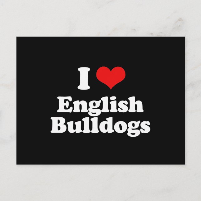 I Kärlek English Bulldog Vykort (Framsida)