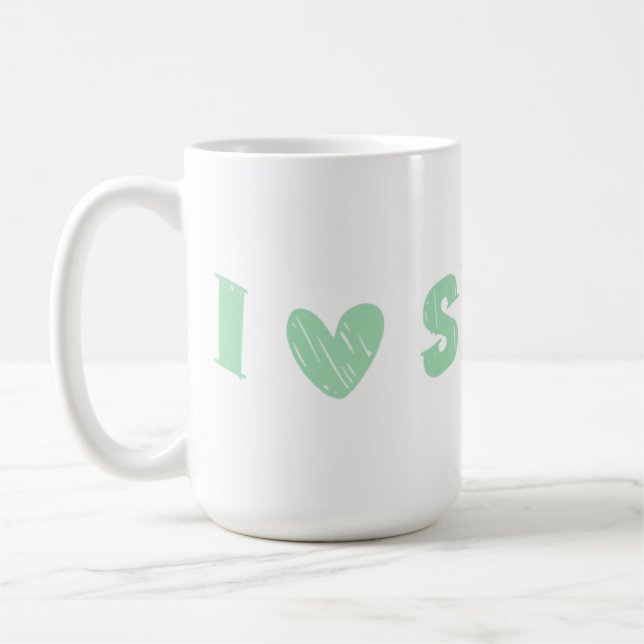 I Kärlek enkel" minimal Grönt för textdesign, berä Kaffemugg (Vänster)