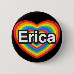 I kärlek Erica. Jag kärlek du Erica. Hjärta Knapp