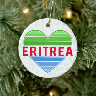 I Kärlek Eritrea, Eritrean Heart Julgransprydnad Keramik