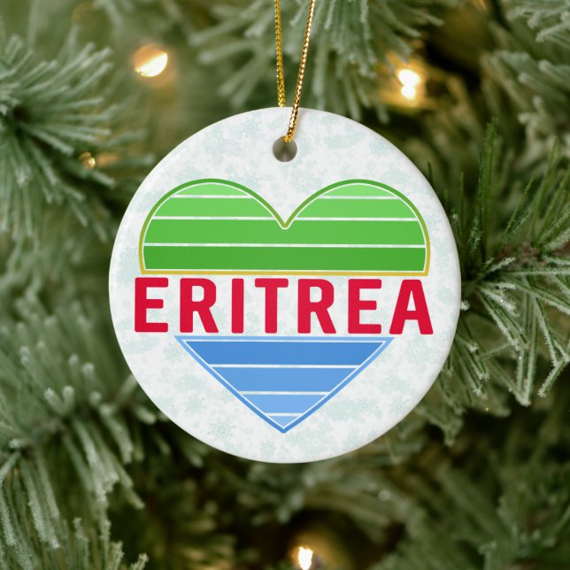 I Kärlek Eritrea, Eritrean Heart Julgransprydnad Keramik (Träd)
