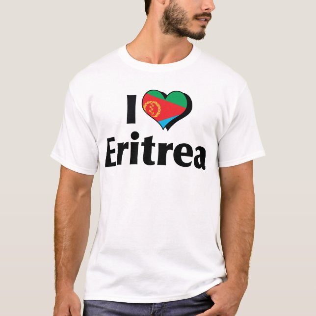 I Kärlek Eritrea Flagga Tee Shirt (Framsida)