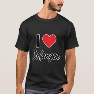 I Kärlek Erlangen Tyskland Europa med rött Kärlek T Shirt