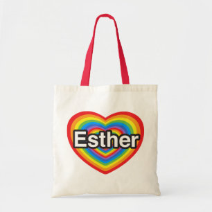 I kärlek Esther. Jag kärlek du Esther. Hjärta Tygkasse